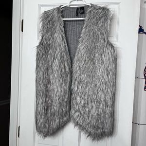 Gray Faux Fur Vest